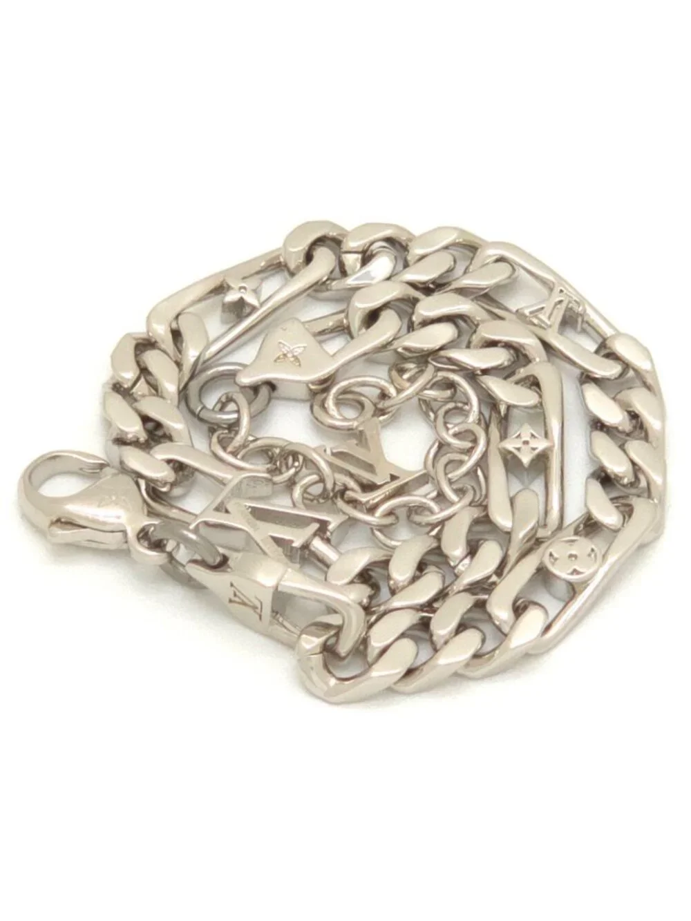 Louis Vuitton Bracelet LV Figaro 17.5 23 LV Signature Link LV Initial Charm